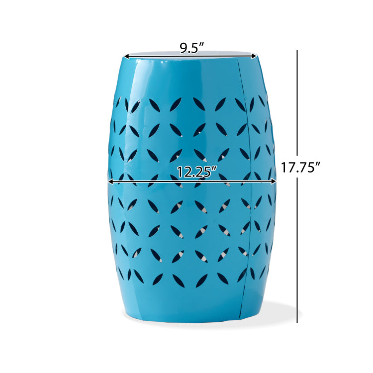 Lilac 12" Accent Side Table, Cylindrical Design End Table For Living Room, Family Room, Or Entryway, Industrial Style,Coffee Side Tables For Indoor Outdoor, Blue Color