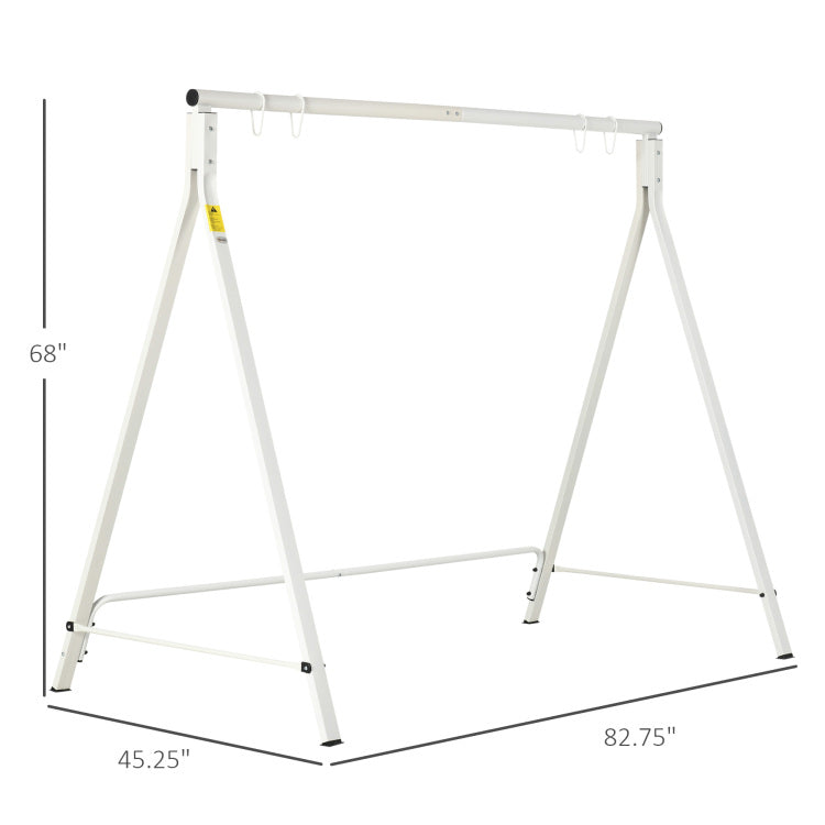 Outsunny Metal Porch Swing Stand, Heavy Duty Swing Frame, Hanging Chair Stand Only, 528 Lbs Weight Capacity, For Backyard, Patio, Lawn, Playground, White