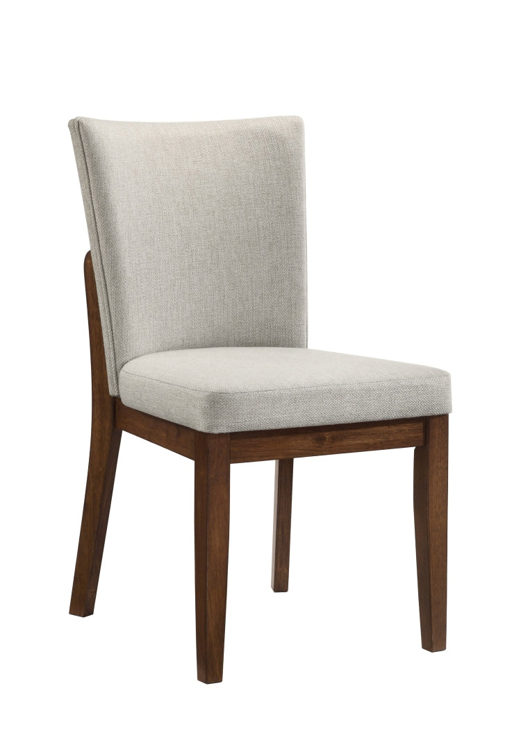 2Pc Mid Century Brown Warm Wood Finish Curved Chairs Upholstered Seat Back Dining Room Wooden Solid Wood Furniture