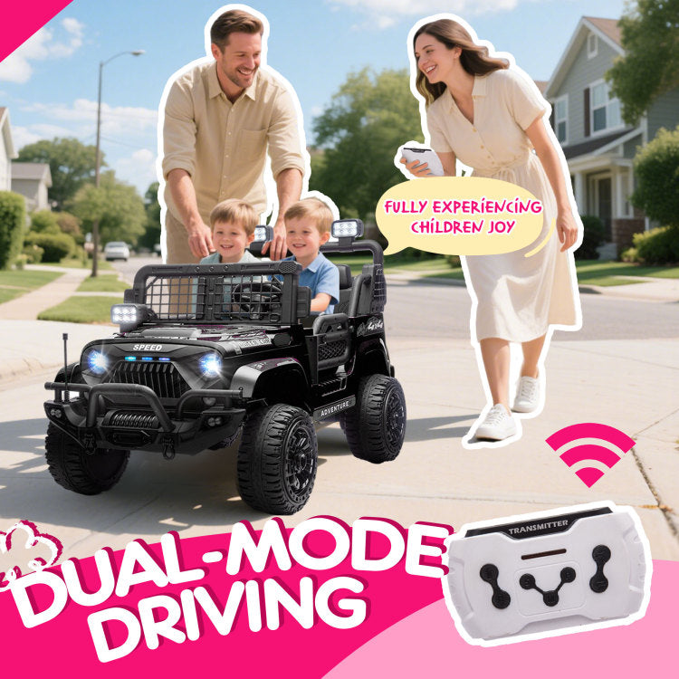 24V 100W*2 Two Seater Kids Ride On Car W Rc 3 Speed Adjustable,Led Headlights,4 Wheel Shock Absorption,Usb Mp3 Charging & Battery Indicator,Bluetooth & Music Electric Toy Car For Kids 3 8