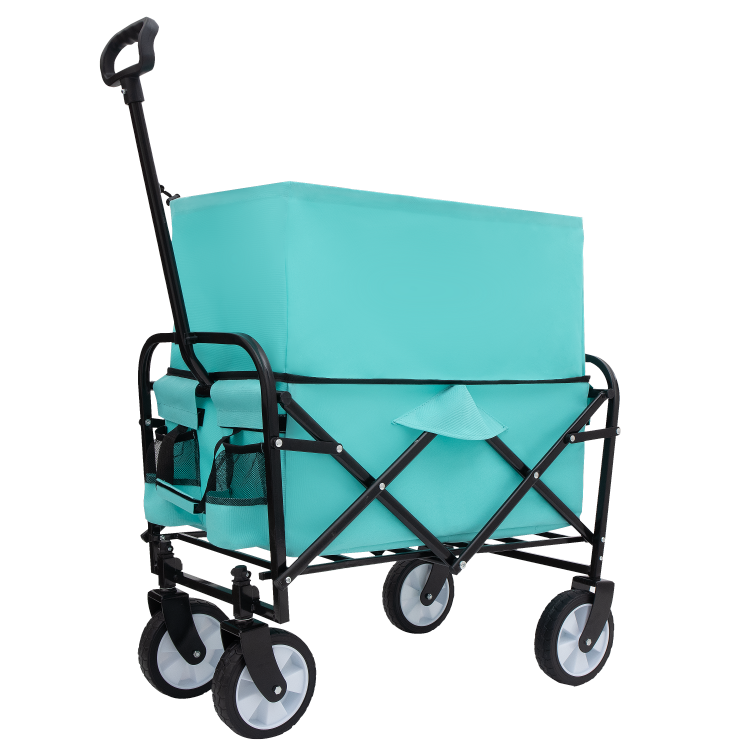 Minimeetall Extention Collapsible Foldable Wagon Cart With Strapping System Beach Wagon Utility Cart Utility Wagon Grocery Cart For For Camping Shopping Sports Gardeing Fishing Supports 225Lbs Blue