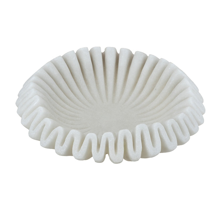 D9.5X2.5" Wavy Sand And Resin Bowl With Textured White Finish