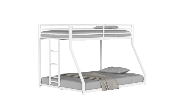 Same As B083P160614 Adam Sturdy Twin Over Full Bunk Bed Metal White For Kids And Adult, Low Profile And Easy Climbing With Stable Ladder
