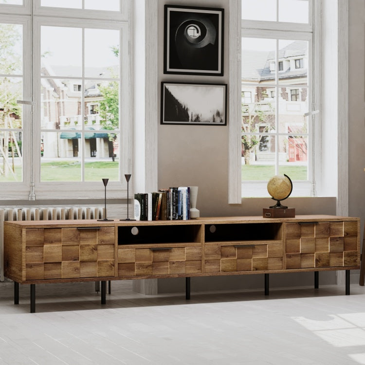 Mid Century Tv Stand With 2 Drawers, Media Console Table For Tvs Up To 85'', Entertainment Center With Storage For Living Room, Bedroom, Home Theatre