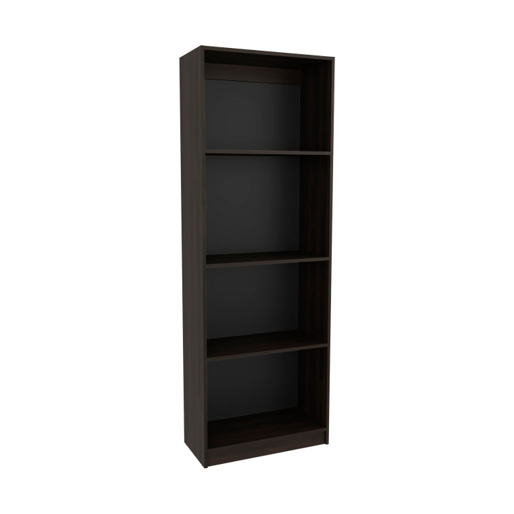 Home Tall Elegant 4 Shelf Bookcase Kronos, Open Storage, Stained Walnut