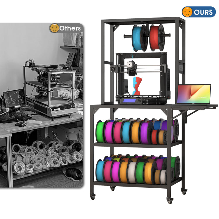 3D Printer Stand, Heavy Duty 3D Printer Table Stand With Filament Storage Rack, T Shaped Spools Holder Rack With Wheels,3D Printer Workbench For 3D Printing Studio, Home Office Workshop