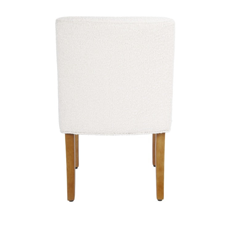 Kip Dining Chair With Honey Oak Wood Legs, Cream White Boucle Fabric