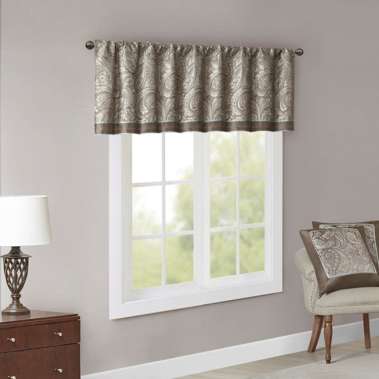 Jacquard Window Valance Blue Brown 50X18"