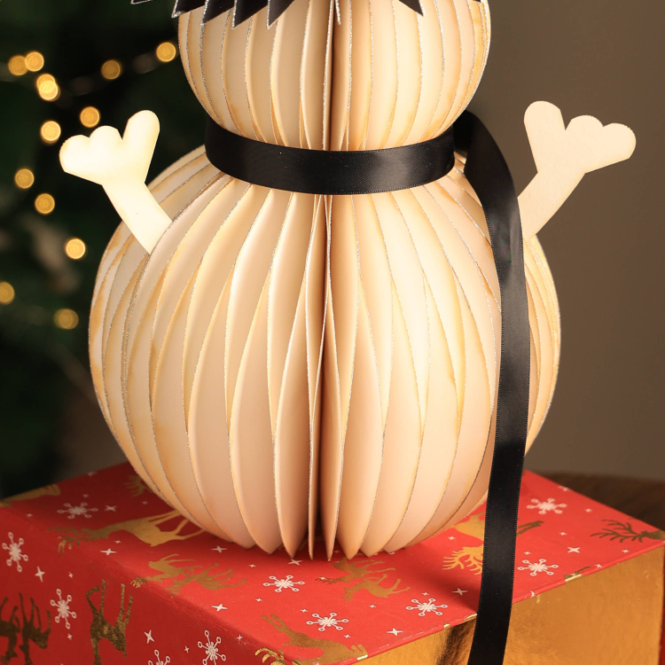 Honeycomb Handmade Paper Snowman White Festive D Cor