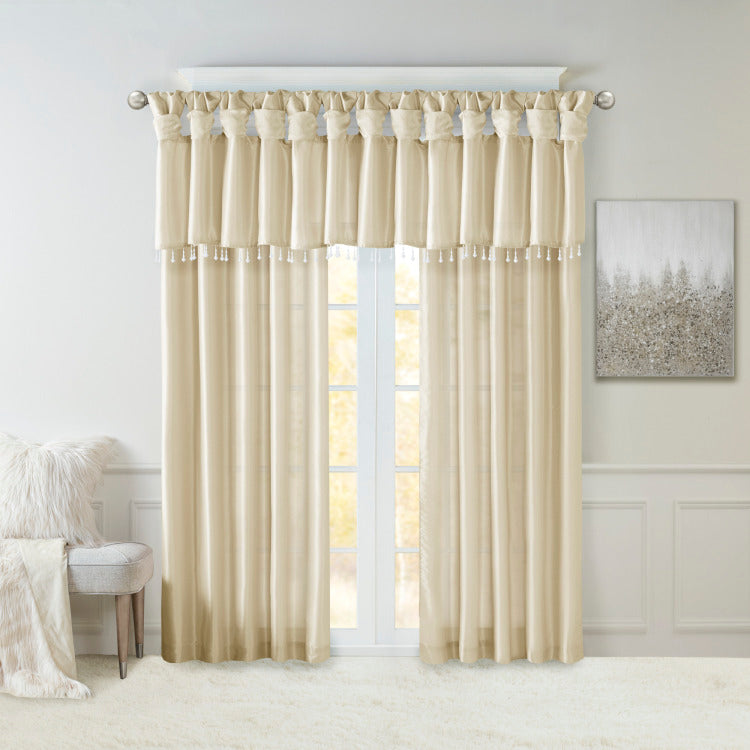 Twist Tab Lined Window Curtain Panel Champagne 50X95"