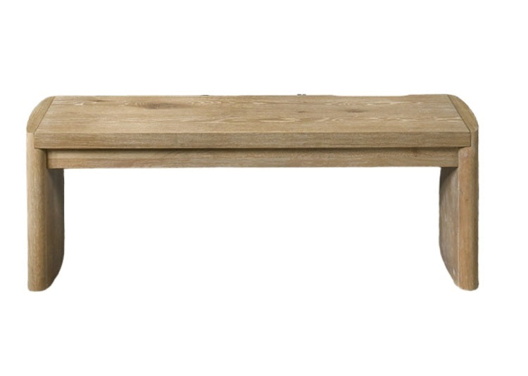 Modern Contemporary Style Upholstery Bench Round Corners Dining Room Oak Finish