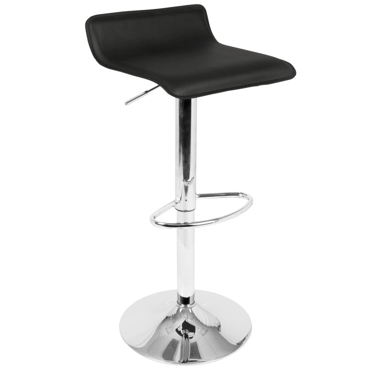 Contemporary Adjustable Barstool In Black Pu Leather Set Of 2