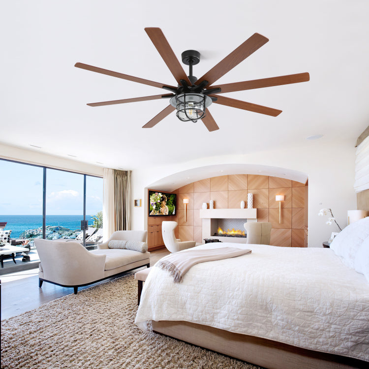 Same As W882P212626 Modern 66 Inch With 6 Speed Wind 8 Blades Remote Control Reversible Dc Motor With Light