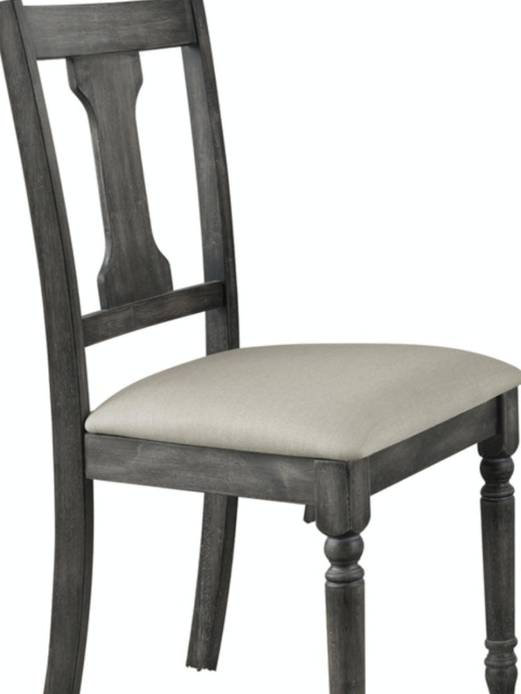 Wallace Tan Linen & Weathered Gray Finish Side Chair Set Of 2