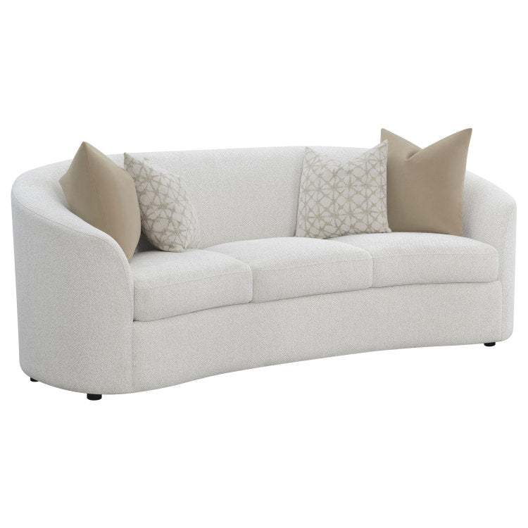 Rory Latte Sloped Arms Sofa With Pillows