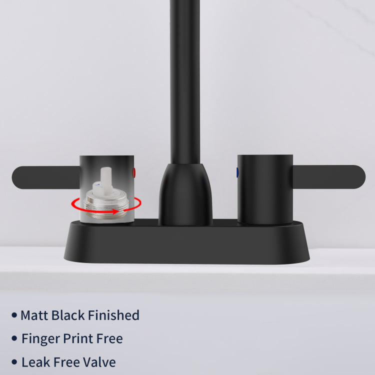 2 Handles Bathroom Sink Faucet, Matte Black Centerset Rv Bathroom Faucets For 3 Hole