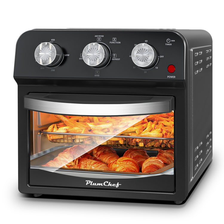 12.5 Quart Air Fryer Convection Toaster Oven, 1500W, 4 Cooking Modes, 7 In 1 Multifunction With Roast, Bake, Grill, Broil, Toast, Dehydrate, Defrost, Stainless Steel, Black