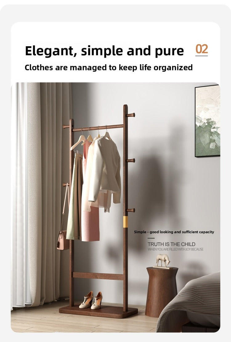 Coat Racks Solid Wood Hanger 23.6* 11*71In Solid Environmental Protection Easy To Assemble Beautiful Can Be Placed In The Bedroom Entrance Living Room Walnut
