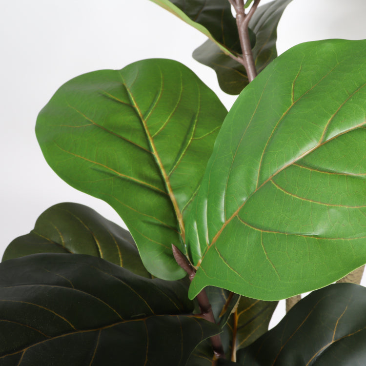 6Ft Artificial Fiddle Leaf Fig Tree With Black Plastic Pot, Real Touch Fake Indoor Plant For Home Office Living Room Corner Decoration, 1Pc Set