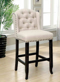 Rustic Style 2Pc Counter Height Chair Bold Distressed Wing Back Antique Black And Beige Finish Dining Room