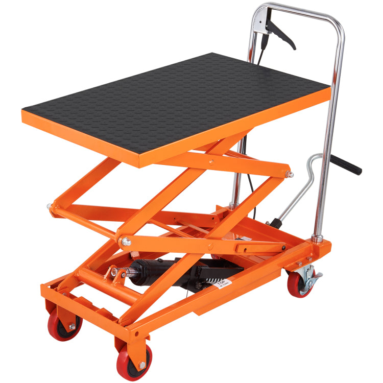 Hydraulic Lift Table Cart, 330Lbs Capacity 50" Lifting Height, Manual Double Scissor Lift Table With 4 Wheels And Non Slip Pad, Hydraulic Scissor Cart For Material Handling And Transportation