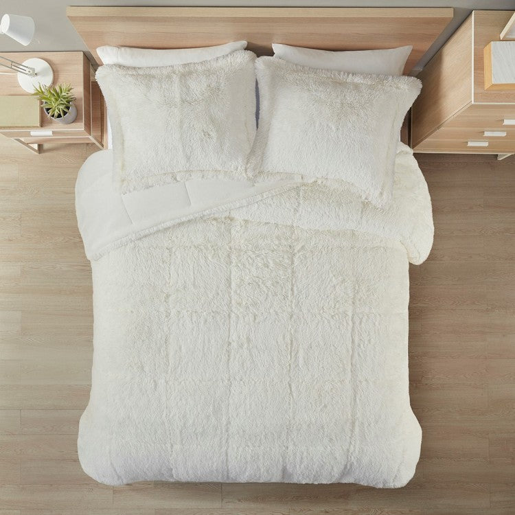 Twin Twin Xl Shaggy Long Fur Comforter Mini Set