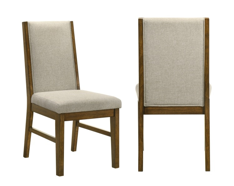 2Pc Tailored Chairs Tufted Upholstered Soft Neutral Fabric Luxurious Comfort Modern Wooden Dining Room Furniture