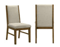 2Pc Tailored Chairs Tufted Upholstered Soft Neutral Fabric Luxurious Comfort Modern Wooden Dining Room Furniture