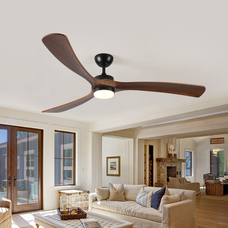 72 Inch Solid Wood With Lights And Remote Control Indoor Outdoor 3 Wooden Blades Modern For Porch Living Room Bedroom