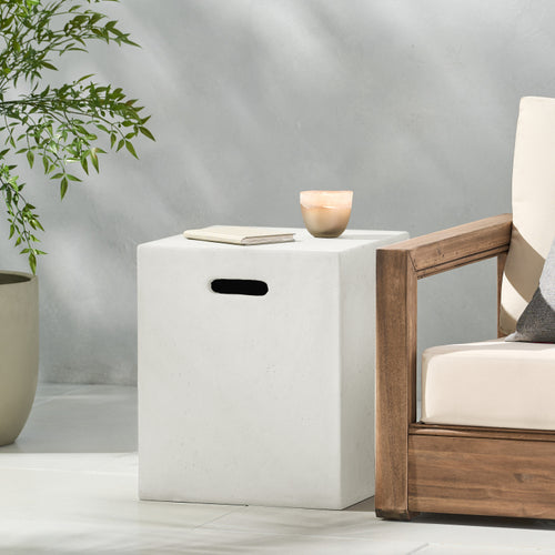 16X20 Inch Mgo Tank Holder Side Table, White