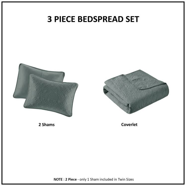 3 Piece Reversible Bedspread Set Balsam Green King