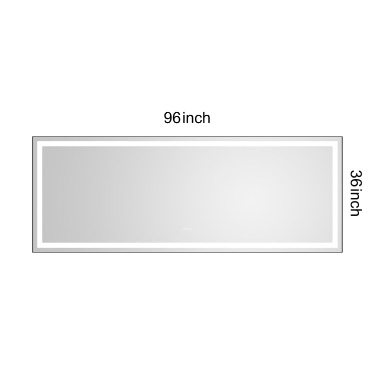 96 X 36 Inch Led Bathroom Mirror With Aluminum Frame, Wall Mounted Vanity Mirror, Anti Fog, Memory, 3 Colors, Stepless Dimmable