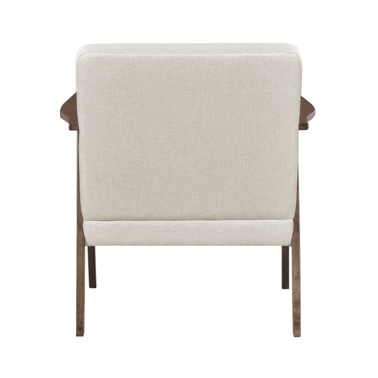 Modern Home Furniture Beige Fabric Upholstery 1Pc Accent Chair Brown Finish Solid Rubberwood Contemporary Cushion Seat