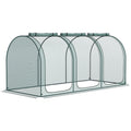 Outsunny 9' X 4' Crop Cage, Plant Protection Tent With Three Zippered Doors, Storage Bag And 6 Ground Stakes, For Garden, Yard, Lawn, Green