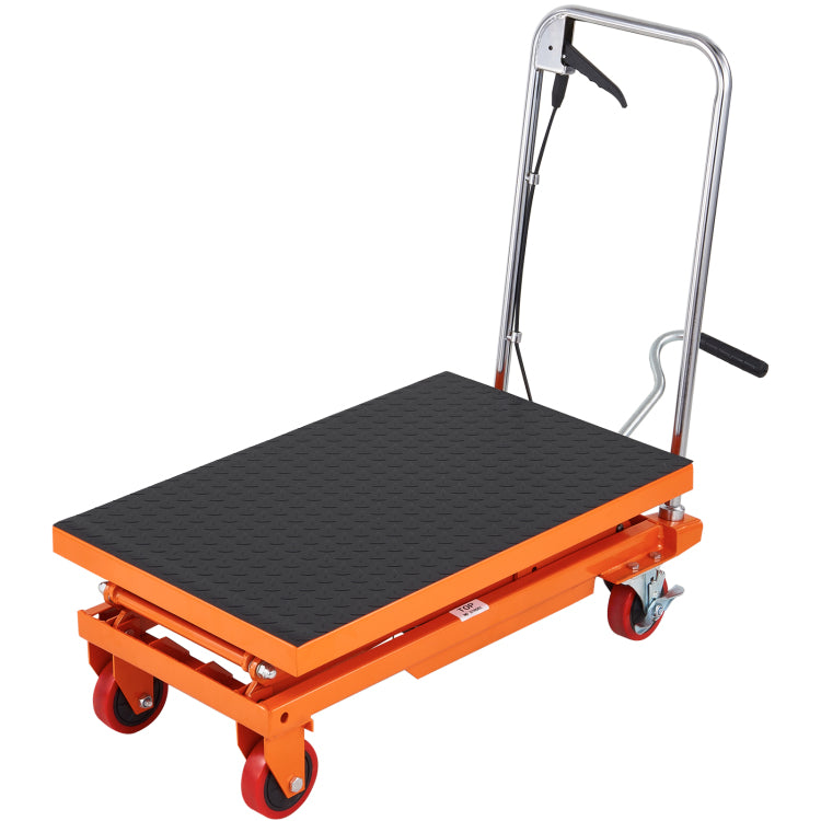 Hydraulic Lift Table Cart, 330Lbs Capacity 50" Lifting Height, Manual Double Scissor Lift Table With 4 Wheels And Non Slip Pad, Hydraulic Scissor Cart For Material Handling And Transportation