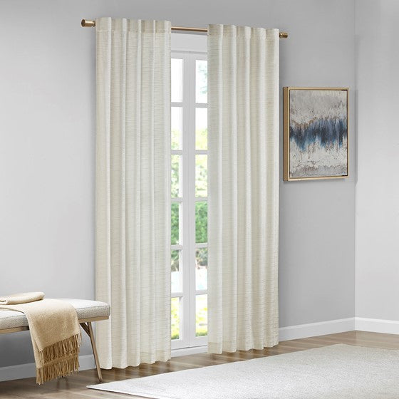 Room Darkening Metallic Printed Poly Velvet Rod Pocket Back Tab Window Panel Pair White Gold 37X95"