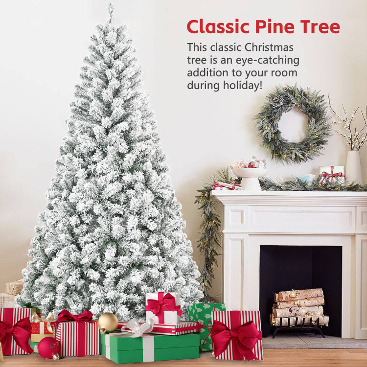4Ft Flocked Christmas Tree Snowy Pvc Artificial Holiday Tree With 233 Tips, Compact Full Shape, Sturdy Metal Stand, Christmas Tree For Home, Office, Or Apartment Decoration