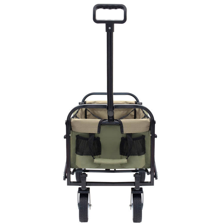 Minimeetall Strap Collapsible Foldable Wagon Cart With Strapping System, Beach Wagon, Utility Cart, Utility Wagon Grocery Cart For Camping Shopping Sports Gardeing Fishing Supports 225Lbs, Army