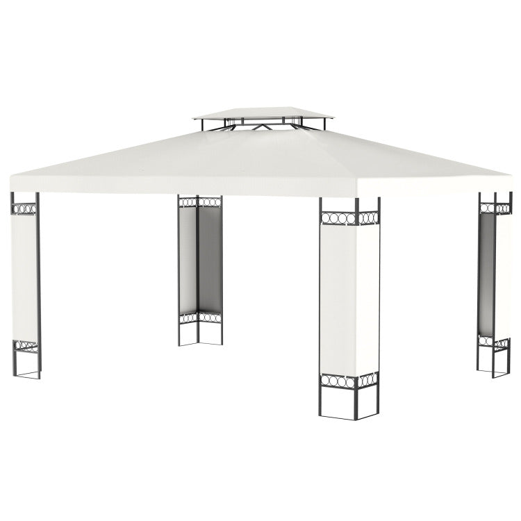 Outsunny 10' X 13' Patio Gazebo, Double Roof Outdoor Gazebo Canopy Shelter With Screen Decorate Corner Frame, For Garden, Lawn, Backyard And Deck, Cream White
