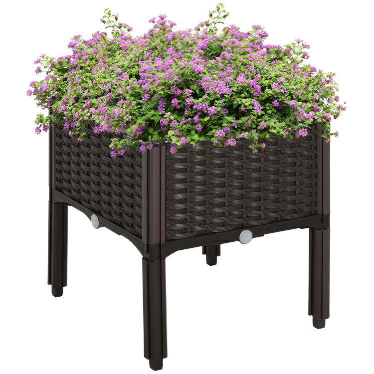 Outsunny Raised Garden Bed With Legs, Self Watering Planter Box Raised Bed To Grow Flowers, Herbs & Vegetables, Brown