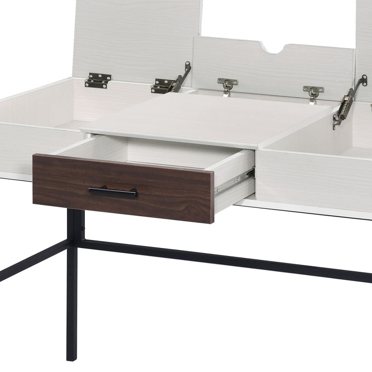 Natural And Black Writing Desk With Usb Port
