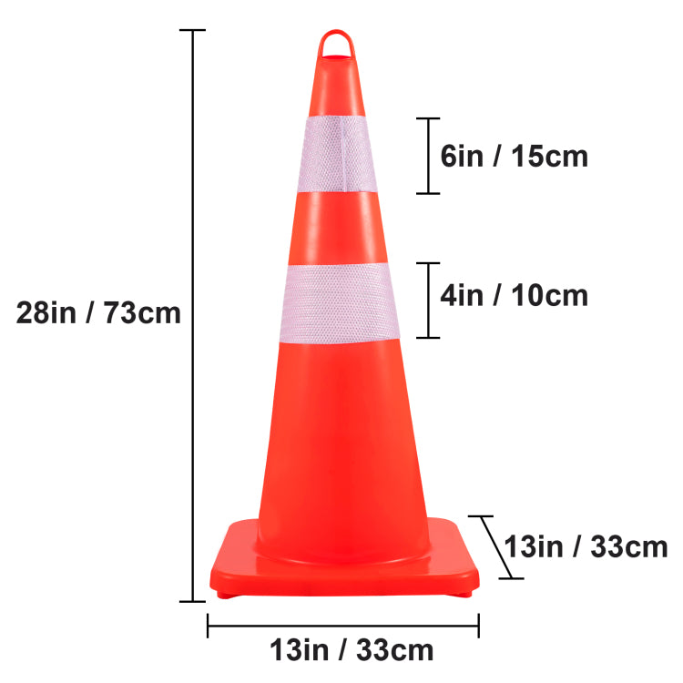 Safety Cones, 12 X 28" Traffic Cones, Pvc Orange Construction Cones, 2 Reflective Collars Traffic Cones With Weighted Base And Hand Held Ring Used For Traffic Control, Driveway Road Parking