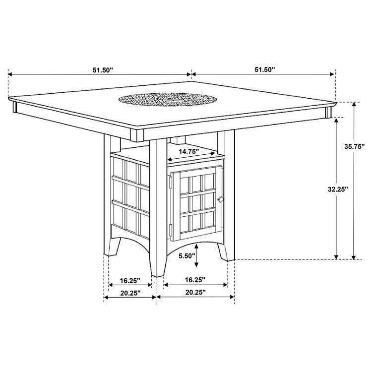 Tolland Cappuccino 1 Door Storage Counter Height Dining Table