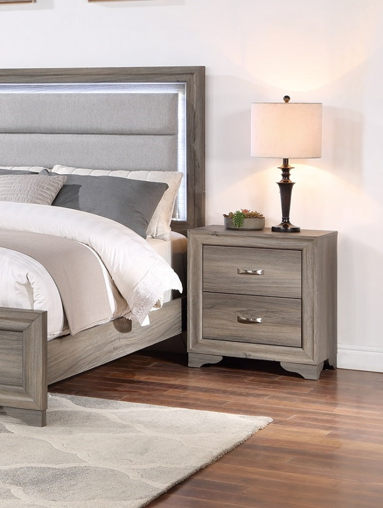 Modern 1Pc Nightstand Wooden Bedside Table 2 Drawers Bedroom Furniture