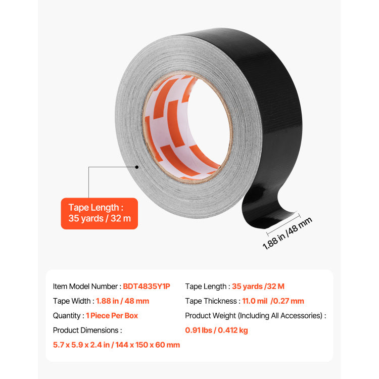 Duct Tape Heavy Duty 1.88 In X 35 Yards 1 Pack Waterproof Indoor Outdoor Repair