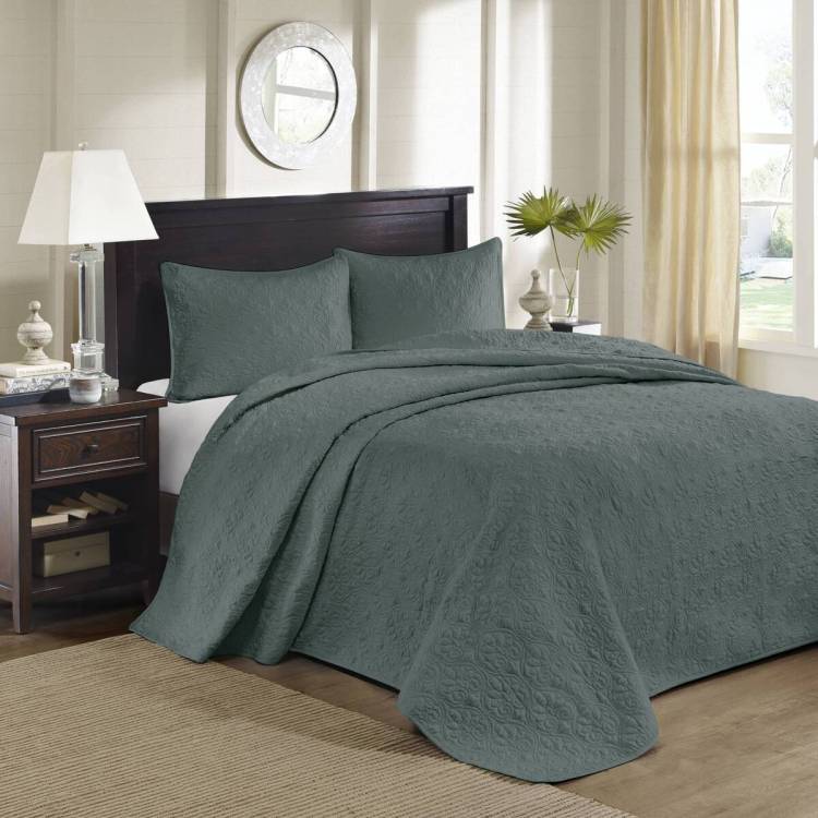 3 Piece Reversible Bedspread Set Balsam Green Queen