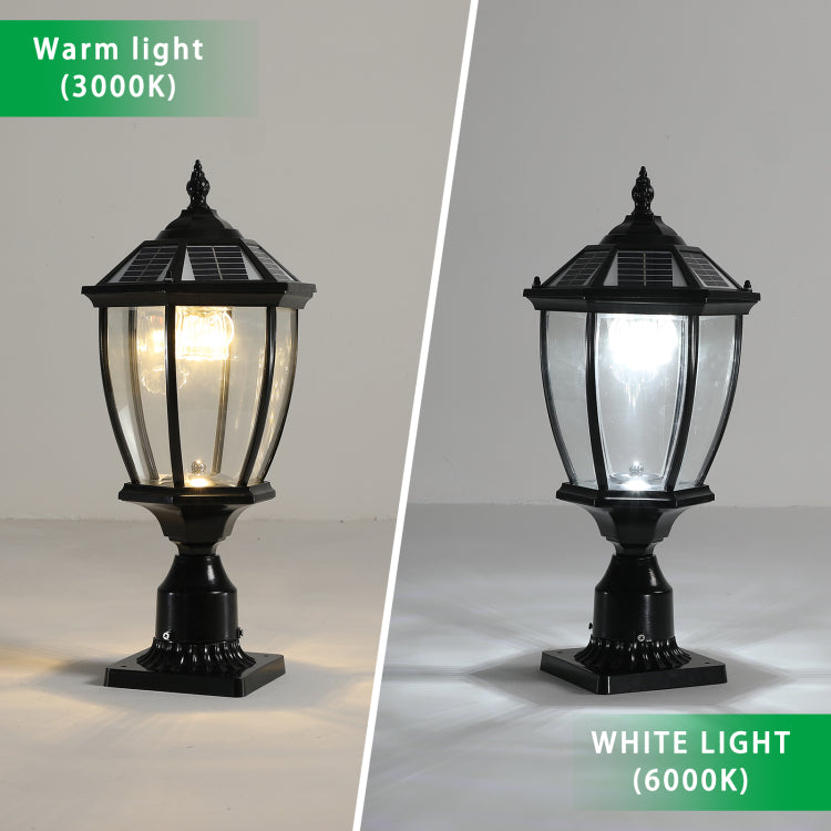 20" H Black Solar Powered Led Outdoor Lantern, Vintage Garden Light With Elegant Glass Design For Pathways, Yards, And Patios 1 Pack