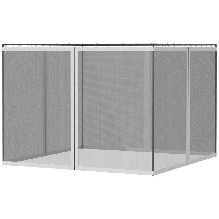Outsunny 10' X 13' Replacement Mesh Sidewall Netting For Patio Gazebos And Canopy Tents With Zippers Sidewall Only , White