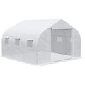 Outsunny 12' X 10' X 7' Walk In Greenhouse, Tunnel Green House With Zippered Mesh Door And 6 Mesh Windows, Gardening Plant Hot House With Galvanized Steel Frame, White