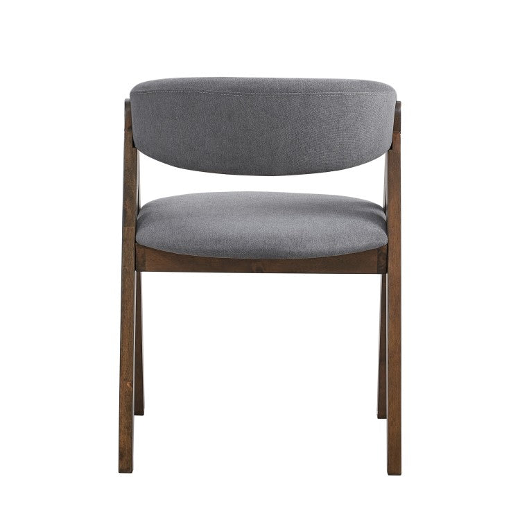Walnut Finish Side Chairs Set Of 2, Upholstered Seat And Back Wooden Modern Dining Furniture